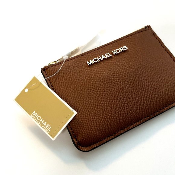 NWT MICHAEL KORS Jet Set Travel Small Top Zip Coin Pouch with ID Holder Saffiano - Picture 1 of 6